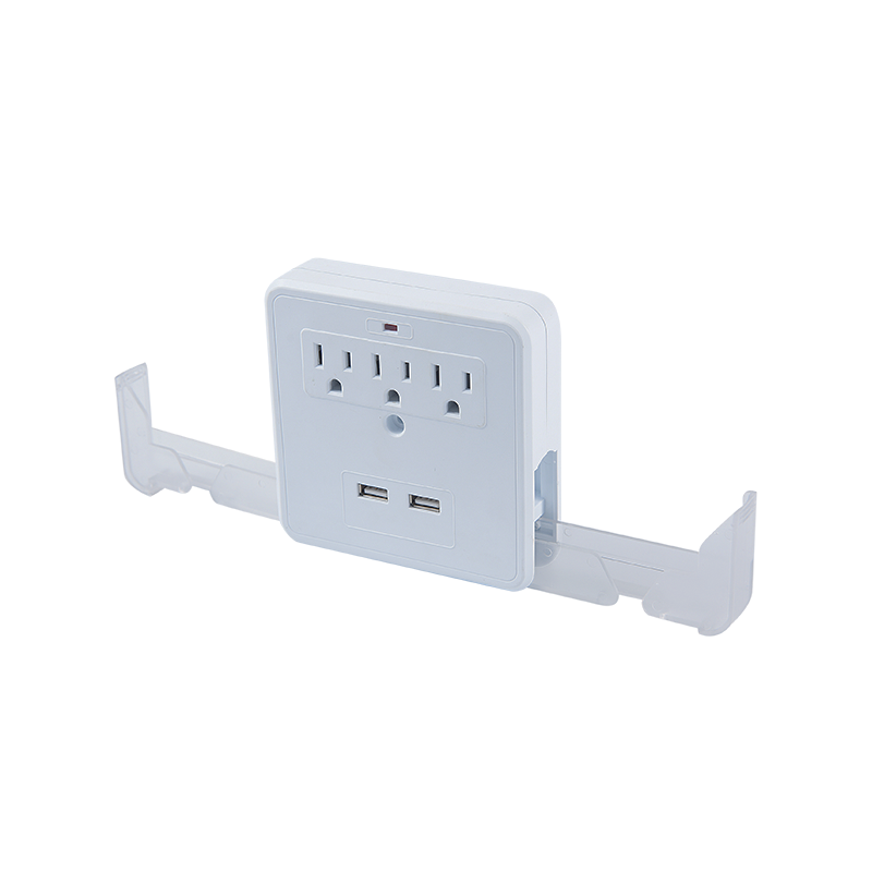 American 3 outlet wall tap With 2 USB port with slide phone holder,with surge  MD-303U